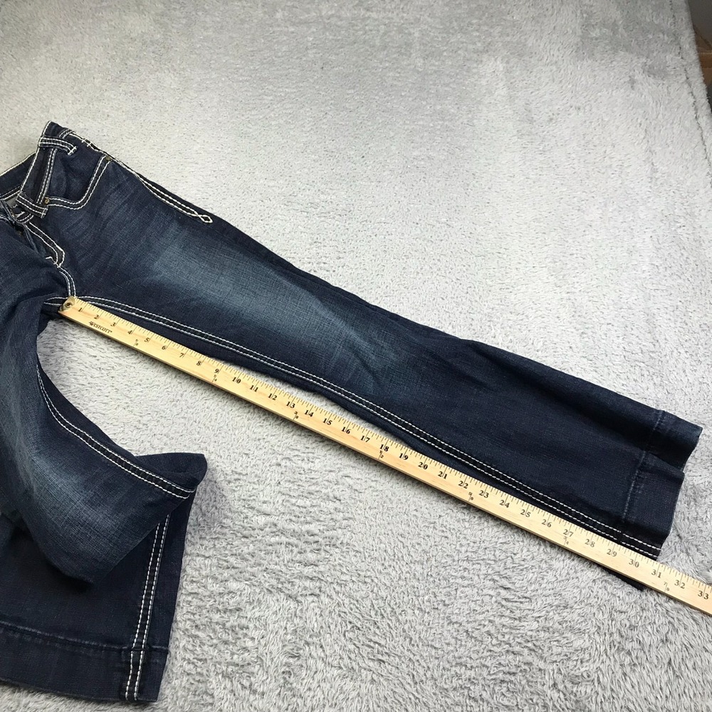 Rock & Roll Cowgirl Trouser Jeans Womens 25 (28x31) Dark Wash Western Flared - Picture 10 of 14